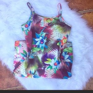 Tropical floral print mini dress